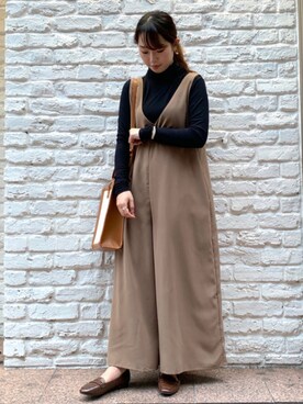 「アイテム（Tシャツ/カットソー、ブラック系）」を使った、Bou Jeloudさん（レディース・158cm）の秋コーディネート