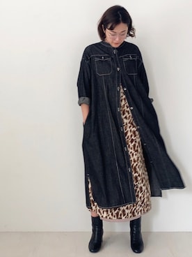 「ラブアンドピース2020」｜「アイテム（デニムジャケット）」を使った、Bou Jeloudさん（レディース・164cm）の秋コーディネート