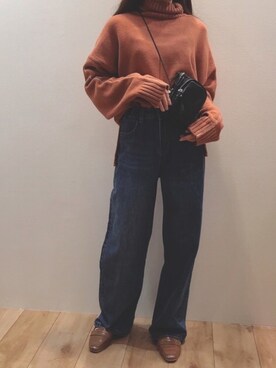 「Bab（バブ）のアイテム（ショルダーバッグ）」を使った、Bou Jeloudさん（レディース・160cm）の秋コーディネート