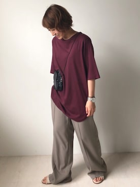 「Bab（バブ）のアイテム（ショルダーバッグ）」を使った、Bou Jeloudさん（レディース・154cm）の秋コーディネート