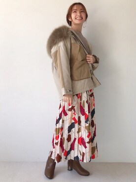 「Bou Jeloud（ブージュルード）のアイテム（ブルゾン）」を使った、Bou Jeloudさん（レディース・162cm）の秋コーディネート