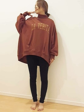 「スウェット×シャツ」｜Bou Jeloudさん（レディース・158cm）の秋コーディネート