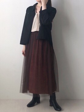 「Bou Jeloud（ブージュルード）のアイテム（その他アウター）」を使った、Bou Jeloudさん（レディース・162cm）の秋コーディネート