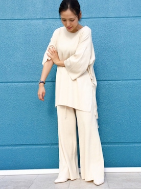 「アイテム（セットアップ、ホワイト系）」を使った、Bou Jeloudさん（レディース・148cm）の秋コーディネート