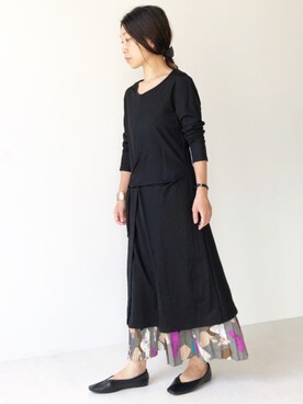「Bou Jeloud（ブージュルード）のアイテム（バレエシューズ）」を使った、Bou Jeloudさん（レディース・160cm）の秋コーディネート