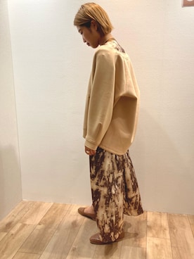 「Bab（バブ）のアイテム（ノーカラージャケット）」を使った、Bou Jeloudさん（レディース・158cm）の秋コーディネート