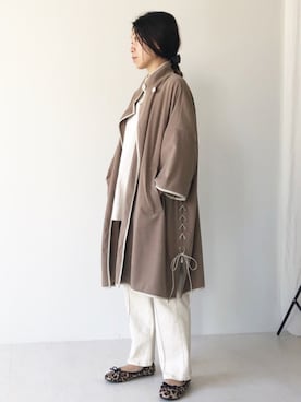 「Bou Jeloud（ブージュルード）のアイテム（ステンカラーコート）」を使った、Bou Jeloudさん（レディース・160cm）の秋コーディネート