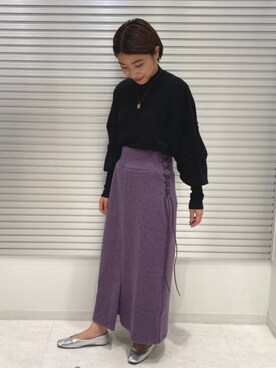 「Bou Jeloud（ブージュルード）のアイテム（バレエシューズ）」を使った、Bou Jeloudさん（レディース・158cm）の秋コーディネート