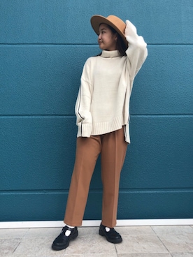 「Bou Jeloud（ブージュルード）のアイテム（帽子）」を使った、Bou Jeloudさん（レディース・148cm）の秋コーディネート
