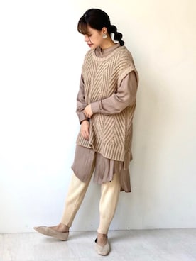 「Bou Jeloud（ブージュルード）のアイテム（チュニック）」を使った、Bou Jeloudさん（レディース・156cm）の秋コーディネート