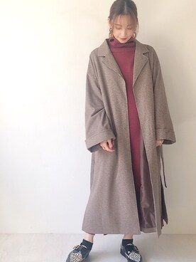 「コーディネート」｜「アイテム（チェスターコート）」を使った、Bou Jeloudさん（レディース・162cm）の秋コーディネート