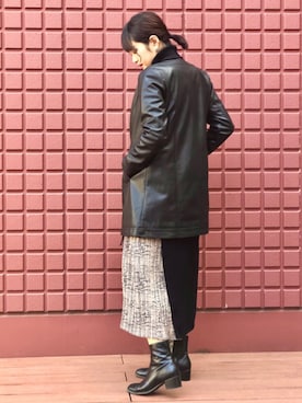 「Bou Jeloud（ブージュルード）のアイテム（チェスターコート）」を使った、Bou Jeloudさん（レディース・163cm）の秋コーディネート