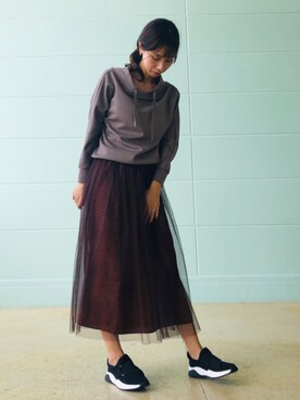「Bou Jeloud（ブージュルード）のアイテム（スニーカー）」を使った、Bou Jeloudさん（レディース・165cm）の秋コーディネート