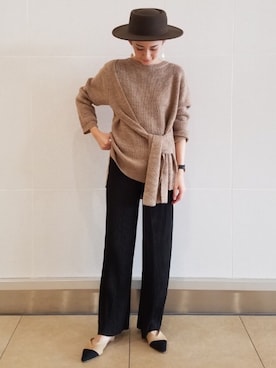 「Bou Jeloud（ブージュルード）のアイテム（帽子）」を使った、Bou Jeloudさん（レディース・166cm）の秋コーディネート