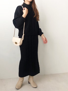 「ニットセットアップ」｜「アイテム（セットアップ）」を使った、Bou Jeloudさん（レディース・164cm）の秋コーディネート