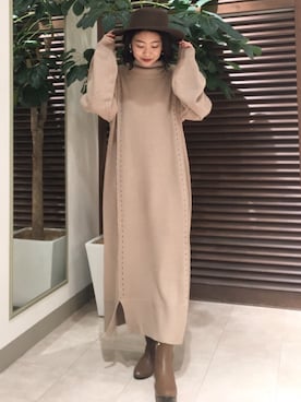 「Bou Jeloud（ブージュルード）のアイテム（帽子）」を使った、Bou Jeloudさん（レディース・163cm）の秋コーディネート