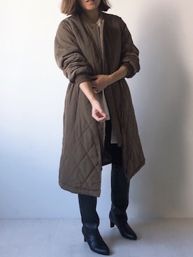 「Bou Jeloud（ブージュルード）のアイテム（ダウンジャケット/コート）」を使った、Bou Jeloudさん（レディース・157cm）の秋コーディネート