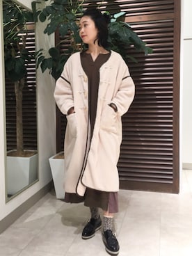 「アイテム（モッズコート、ホワイト系）」を使った、Bou Jeloudさん（レディース・160cm）の秋コーディネート