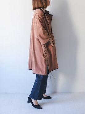 「Bou Jeloud（ブージュルード）のアイテム（ステンカラーコート）」を使った、Bou Jeloudさん（レディース・159cm）の秋コーディネート
