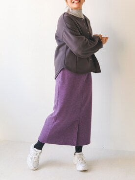 「Bou Jeloud（ブージュルード）のアイテム（ノーカラージャケット）」を使った、Bou Jeloudさん（レディース・161cm）の秋コーディネート