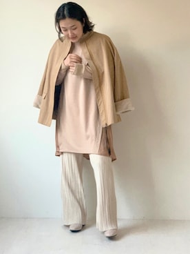 「Bou Jeloud（ブージュルード）のアイテム（ノーカラージャケット）」を使った、Bou Jeloudさん（レディース・164cm）の秋コーディネート