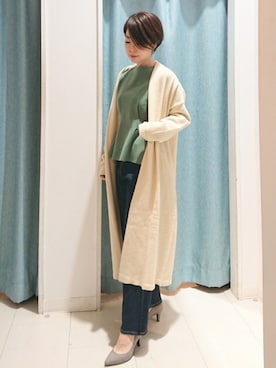 「ロングカーディガン」｜Bou Jeloudさん（レディース・158cm）の秋コーディネート