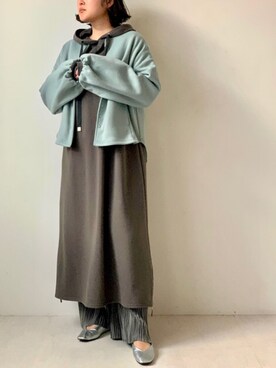 「Bou Jeloud（ブージュルード）のアイテム（ノーカラージャケット）」を使った、Bou Jeloudさん（レディース・164cm）の秋コーディネート