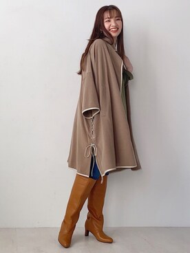 「Bou Jeloud（ブージュルード）のアイテム（ステンカラーコート）」を使った、Bou Jeloudさん（レディース・162cm）の秋コーディネート