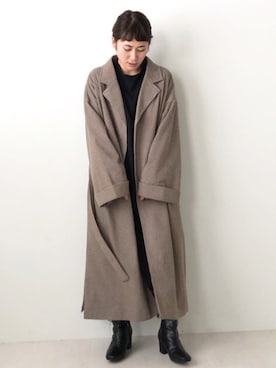 「チェスター」｜「アイテム（チェスターコート）」を使った、Bou Jeloudさん（レディース・154cm）の冬コーディネート