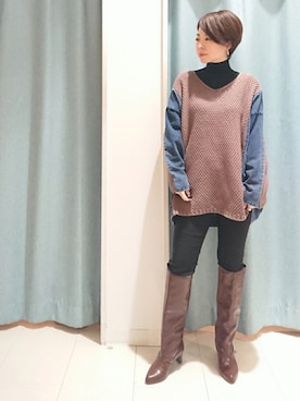 Bou Jeloudさん（レディース・158cm）の冬コーディネート