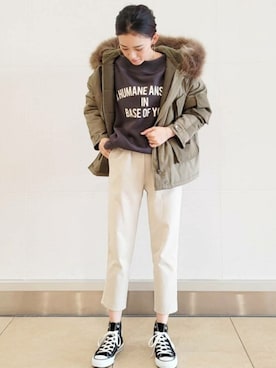 「Bou Jeloud（ブージュルード）のアイテム（ブルゾン）」を使った、Bou Jeloudさん（レディース・166cm）の冬コーディネート