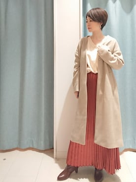 「Bou Jeloud（ブージュルード）のアイテム（ノーカラージャケット）」を使った、Bou Jeloudさん（レディース・158cm）の冬コーディネート