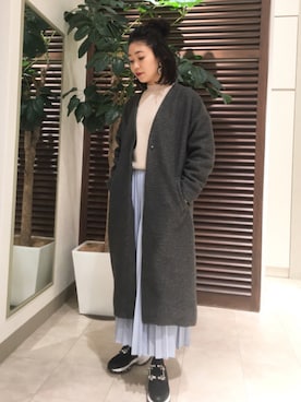 「Bou Jeloud（ブージュルード）のアイテム（ノーカラージャケット）」を使った、Bou Jeloudさん（レディース・158cm）の冬コーディネート