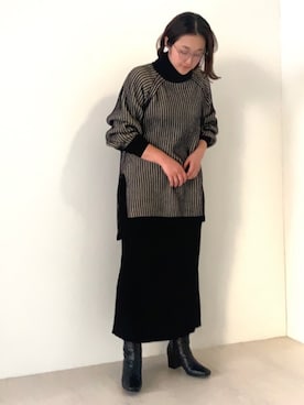 「ゆるニット」｜「アイテム（チュニック）」を使った、Bou Jeloudさん（レディース・165cm）の冬コーディネート
