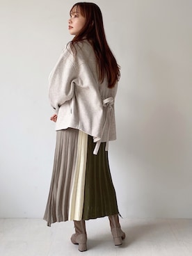 「Bou Jeloud（ブージュルード）のアイテム（トレンチコート）」を使った、Bou Jeloudさん（レディース・162cm）の冬コーディネート