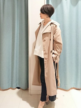 「Bou Jeloud（ブージュルード）のアイテム（トレンチコート）」を使った、Bou Jeloudさん（レディース・158cm）の冬コーディネート