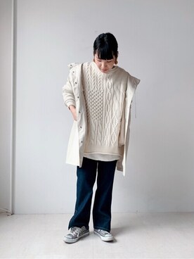 「Bou Jeloud（ブージュルード）のアイテム（モッズコート）」を使った、Bou Jeloudさん（レディース・162cm）の冬コーディネート