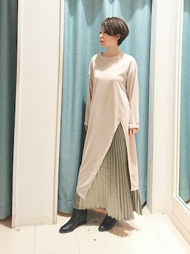 「Bou Jeloud（ブージュルード）のアイテム（チュニック）」を使った、Bou Jeloudさん（レディース・158cm）の冬コーディネート