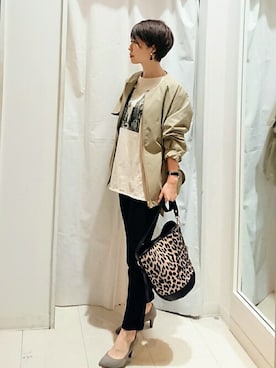 「Bou Jeloud（ブージュルード）のアイテム（ノーカラージャケット）」を使った、Bou Jeloudさん（レディース・158cm）の冬コーディネート