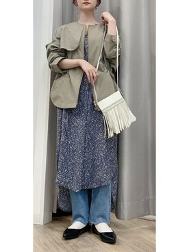 「Bou Jeloud（ブージュルード）のアイテム（ノーカラージャケット）」を使った、Bou Jeloudさん（レディース・153cm）の冬コーディネート