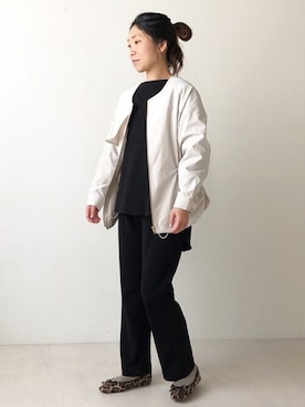 「Bou Jeloud（ブージュルード）のアイテム（ノーカラージャケット）」を使った、Bou Jeloudさん（レディース・160cm）の冬コーディネート