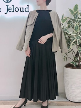 「Bou Jeloud（ブージュルード）のアイテム（ノーカラージャケット）」を使った、Bou Jeloudさん（レディース・162cm）の冬コーディネート