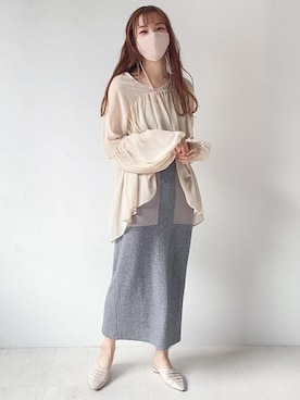 「アイテム（マスク）」を使った、Bou Jeloudさん（レディース・162cm）の冬コーディネート