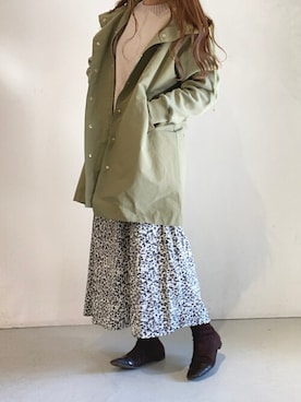 「Bou Jeloud（ブージュルード）のアイテム（モッズコート）」を使った、Bou Jeloudさん（レディース・166cm）の冬コーディネート