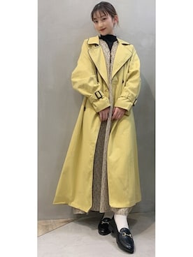 「Bou Jeloud（ブージュルード）のアイテム（トレンチコート）」を使った、Bou Jeloudさん（レディース・153cm）の冬コーディネート
