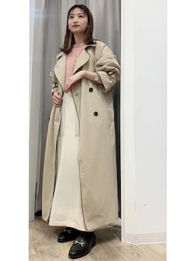 「Bou Jeloud（ブージュルード）のアイテム（トレンチコート）」を使った、Bou Jeloudさん（レディース・153cm）の冬コーディネート