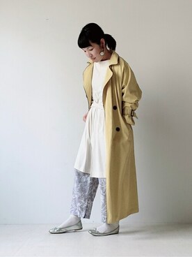 「Bou Jeloud（ブージュルード）のアイテム（トレンチコート）」を使った、Bou Jeloudさん（レディース・162cm）の春コーディネート