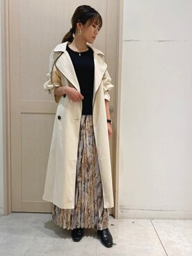 「Bou Jeloud（ブージュルード）のアイテム（トレンチコート）」を使った、Bou Jeloudさん（レディース・161cm）の春コーディネート