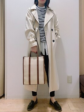 「Bou Jeloud（ブージュルード）のアイテム（トレンチコート）」を使った、Bou Jeloudさん（レディース・165cm）の春コーディネート