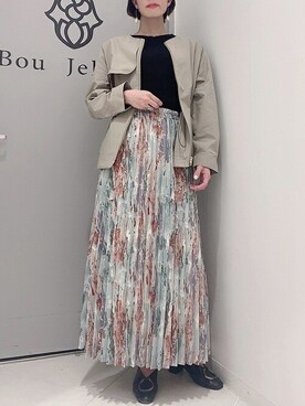 「Bou Jeloud（ブージュルード）のアイテム（ノーカラージャケット）」を使った、Bou Jeloudさん（レディース・162cm）の春コーディネート